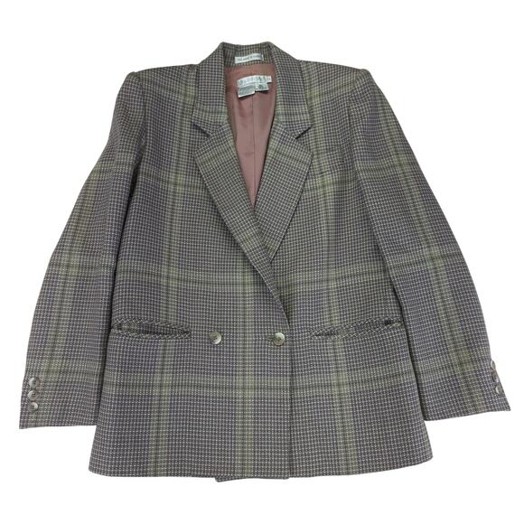 Paula Saker 100% Wool Tweed Blazer‎ Jacket 1 Button Double-breasted Women's 4 - Picture 1 of 8